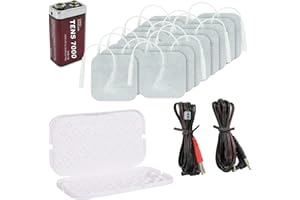 TENS 7000 TENS Pads Replacement, Battery Kit - Includes 16 Premium TENS Unit Replacement Pads, 4 Lead Wires, 9-Volt Replacement Battery, 1 Electrode Pad Holder For Stim Pads