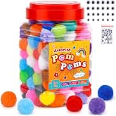 MORFEN 400 Pcs - 300 Pcs 1 Inch Pom Poms Assorted Colors Pom Poms for Crafts, Puff Balls Pompoms in Jar for Making Decoration