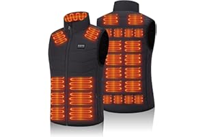 TECHSTUPH Heated Vest for Men Women, 26 Heating Zone, No Battery Included, 5V 2A USB & 7.4V DC Dual Ports, Independent 4 Switch Temperature Control, Lightweight Windproof Design