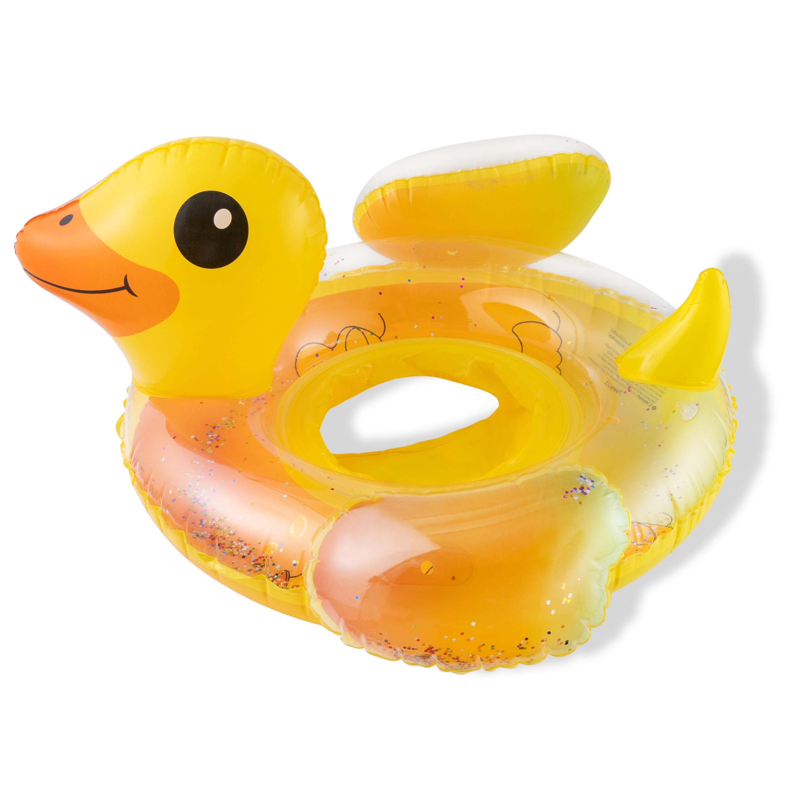 Photo 1 of Zainpe Duck Inflatable Pool Float with Baby Safety Seat, Yellow Inflation Swimming Ring with Glitters Outdoor Water Lounge Inflatable Raft Tube Fun Beach Floaty Toy for Infant Toddlers Kids Children