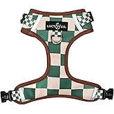 Lucy & Co. Cute No-Pull You're a Square Harness - Stop Pulling & Walk Easy - Harness Available in XS-XL for Small, Medium, and Large Dogs (X-Large, White & Green Checks)
