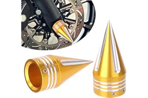 TDZ MOTO TDZ Front Axle Nut Covers 3.6" Inch Spike Front Axle Nut Covers Caps for Harley Softail Dyna Touring Street Electra Road Glide Sportster ，Glod