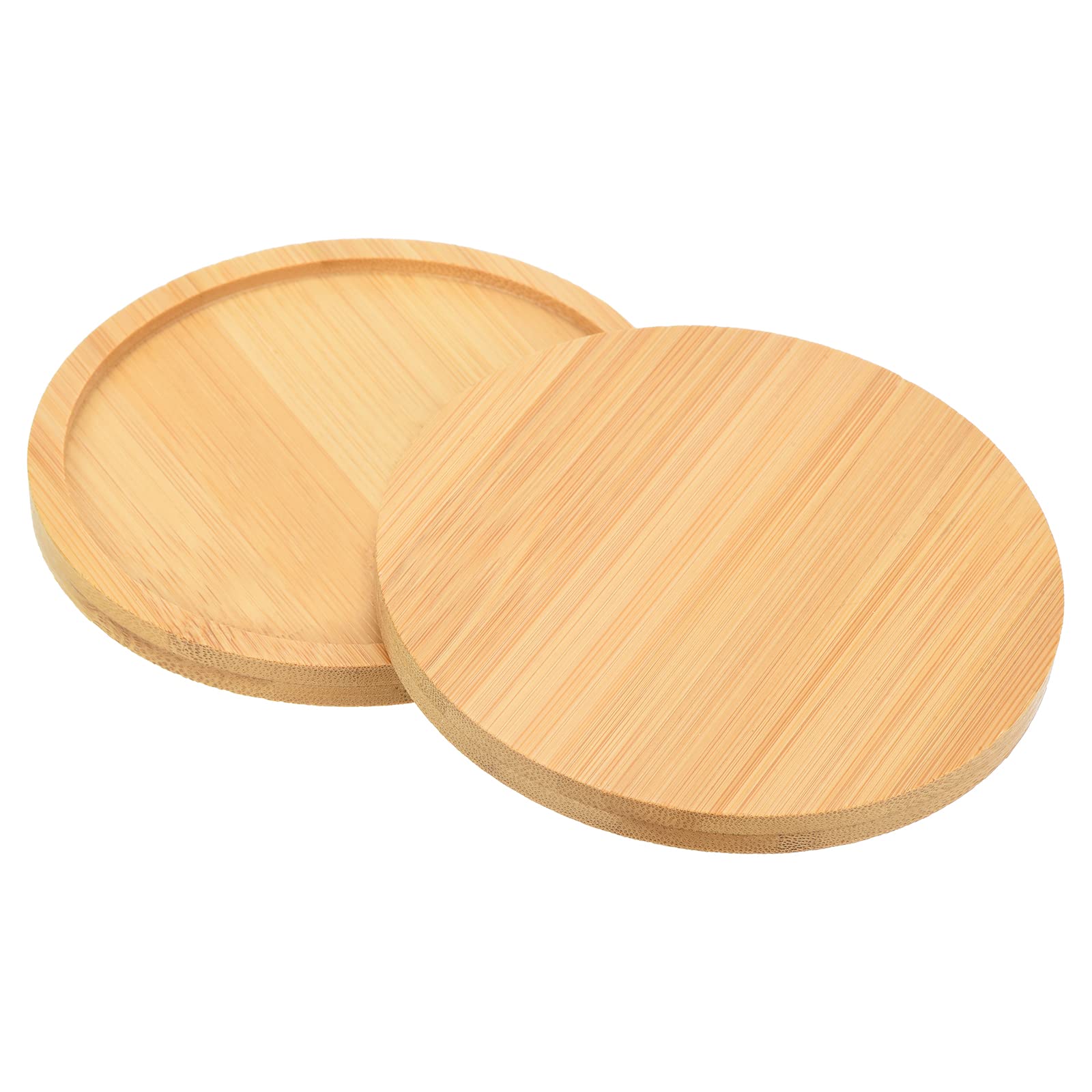 PATIKIL Plant Pot Saucer 4.3 Inch OD, 2 Pack Bamboo Round Flower Drip Tray for Home Indoor