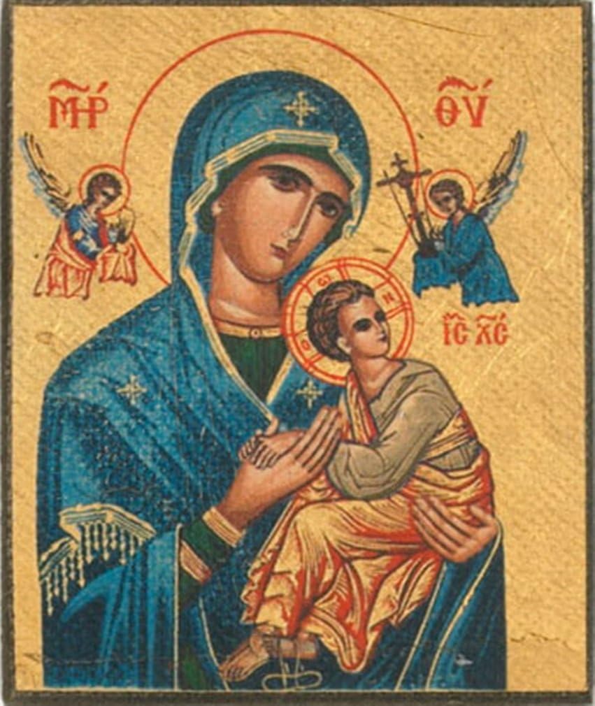 Our Lady of Perpetual Help Madonna and Child Byzantine Icon with Gold Leaf Finish