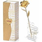 Mikasol Gold Dipped Real 24K Gold Rose, 1 Pack Infinity Flower Decor Hand Dipped in 24K Romantic Rose Gifts for Women in Her Wife Girlfriend Birthday Anniversary Valentines Mothers Day Christmas