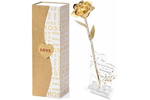 Mikasol Gold Dipped Real 24K Gold Rose, 1 Pack Infinity Flower Decor Hand Dipped in 24K Romantic Rose Gifts for Women in Her 