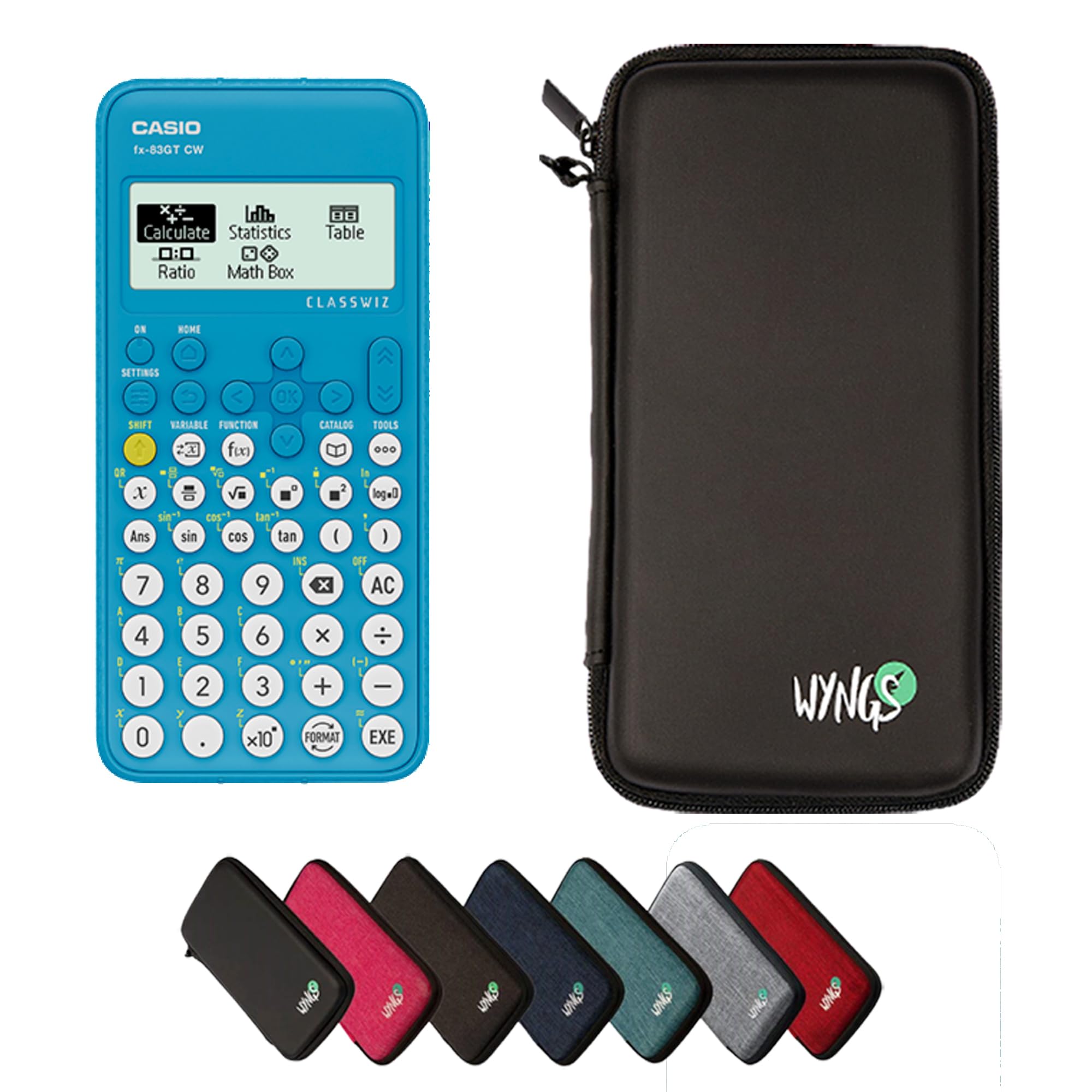 Casio FX-83GTCW Blue including a WYNGS protective case in Black - Basic Set