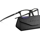 ANYLUV Blue Light Glasses for Men,Rectangle Business Style Glasses, Carbon Fiber Straight Legs Glasses for Eye Protection