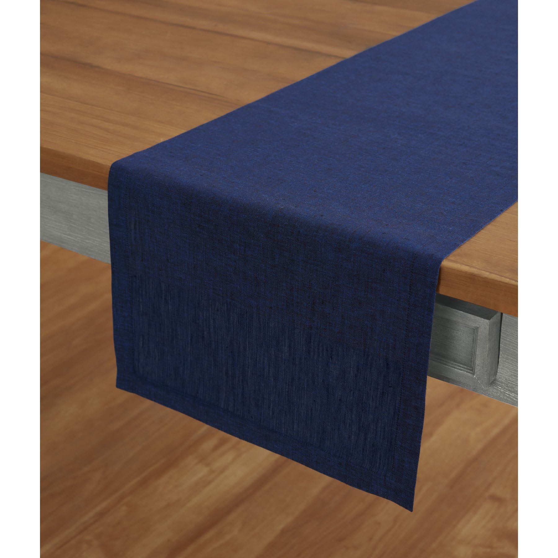 Solino Home Linen Table Runner 90 Inches Long - Athena, 100% Pure Linen Royal Blue 14 x 90 Inch Table Runner for Dining, Holiday, Winter, New Year