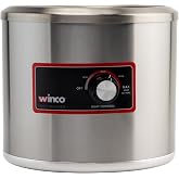 Winco 7 qt Electric Round Food Warmer/Cooker | Portable, No drip rim, Heavy-duty, 3 heat settings, 550W power, Great for Hot Holding, Sauces, Buffets and Serving Lines