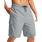 Men's Swim Trunks No Liner 9" Board Shorts Quick Dry Bathing Suit Swimming Beach Shorts for Men with 3 Pockets