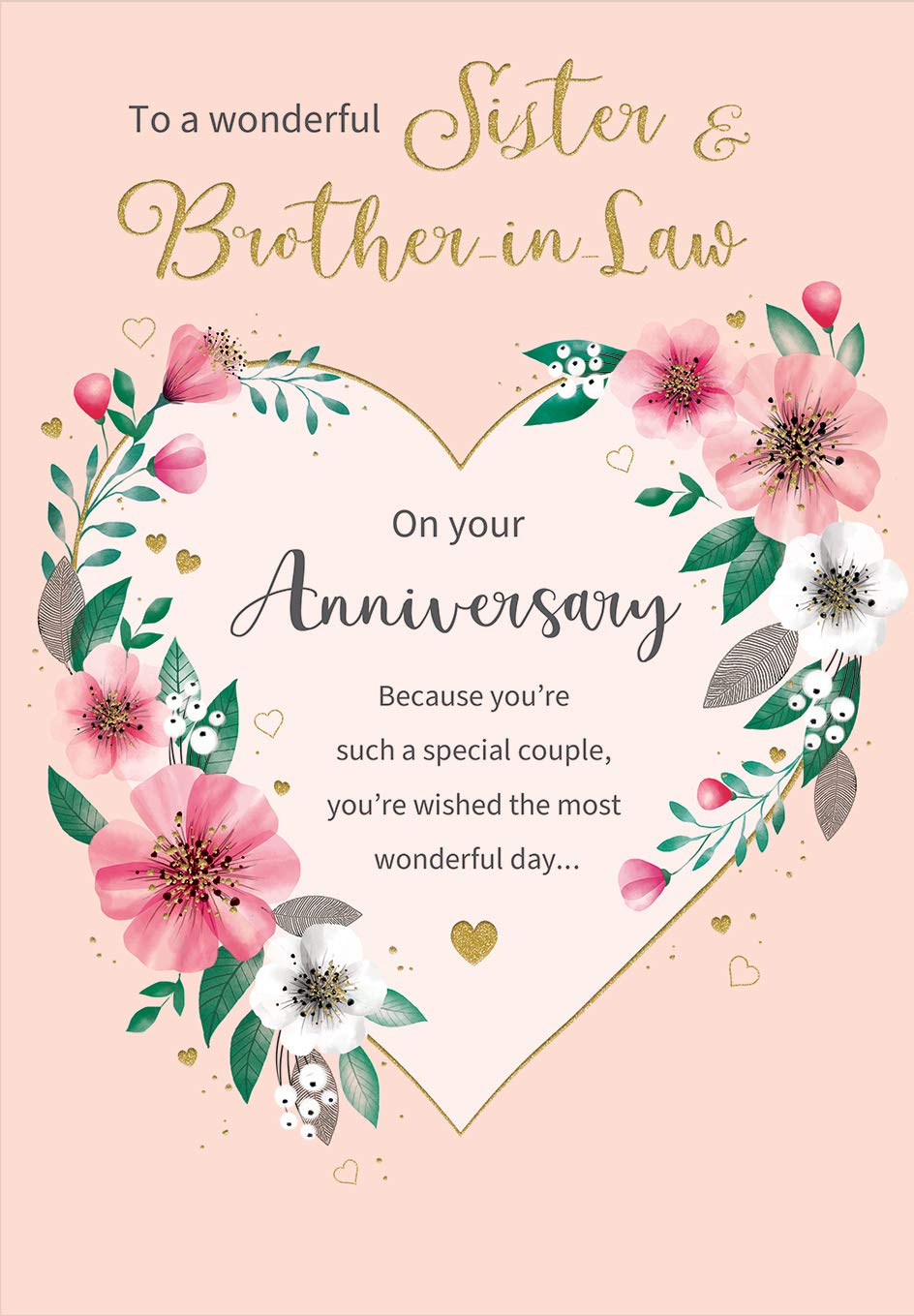 Regal Publishing Classic Annivesary Card Sister & Brother in Law - 9 x 6 inches,brown|beige|black|pink