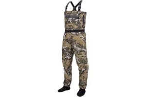 BASSDASH Breathable Ultra Lightweight Veil Camo Chest Stocking Foot Fishing Hunting Waders for Men