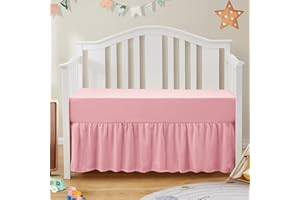 SiinvdaBZX 2-Piece Set Ruffled Crib Skirt & Soft Microfiber Fitted Crib Sheet, 52"x28" + Adjustable Elastic 14" Drop, Fit for Baby Standard Crib & Nursery Toddler Bedding (Blush Pink)