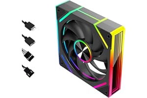DC 120mm PC Case Cooling Fan with PWM & ARGB, Quiet Computer Case Fan 650–1800 RPM, 62 CFM High Airflow, Hydraulic Bearing, 2