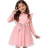 Magic Park 12M-7Y Toddler Tulle Dress Girl Long Sleeve Tutu Dress Kids Ribbed Dresses Holiday Birthday Outfits Girls