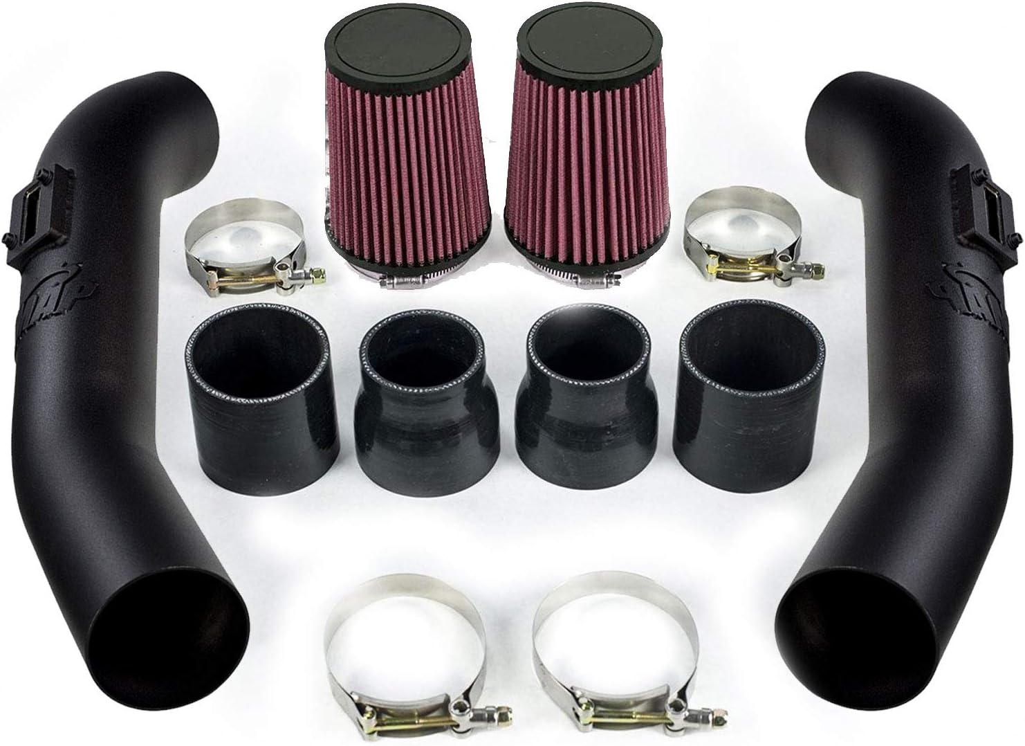 MAPerformance 3" Inch Black Stainless Steel Tubing Flow T-Bolt Clamps Air Intake Kit Compatible with 2008-2019 Nissan R35 GT-R GTR