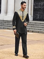 Pacinoble Mens African 2 Piece Set Metallic