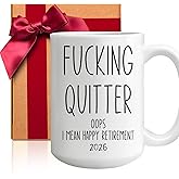 ZWV Funny Retirement Present 2026, F*ucking Quitter Oops, I Mean Happy Retiremet Gifts For Boss, Friends, Coworker, Office Colleagues, Women Men Birthday Christmas Gift 15oz