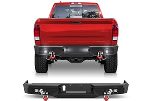 Longsun Ram 1500 Rear Bumper for 2009-2018 Ram 1500 Pickup and 2019-2025 Ram 1500 Classic Only, w/Step Plate, Fog Lights, License Plate Lights and D-rings