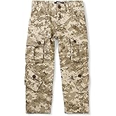 BUFOSA Boys' Camo Military Cargo Pants, 8 Pockets Casual Outdoor Scout Hiking Trousers