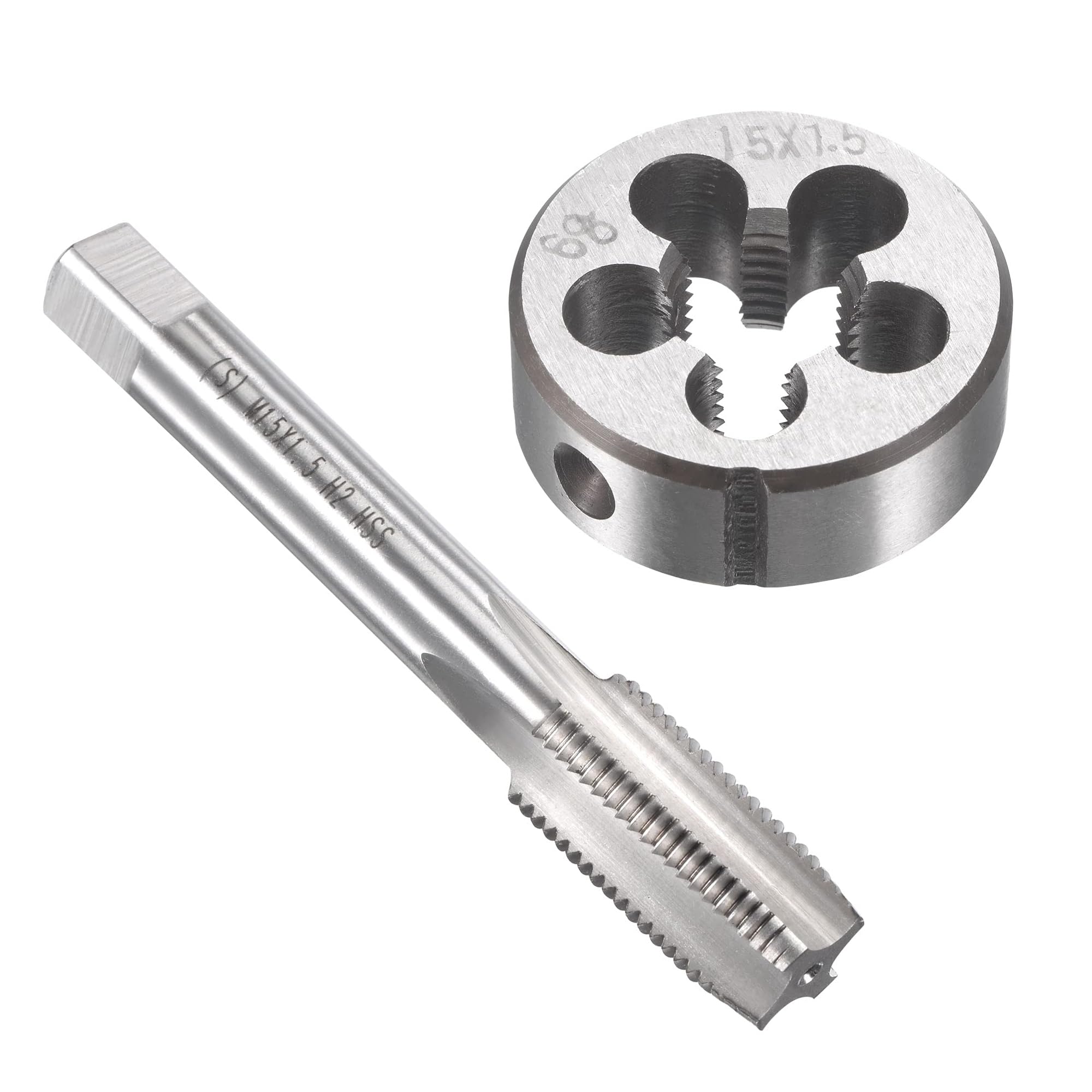 Unifizz M15 x 1.5mm Metric Tap and Die Set, Machine Thread Screw Tap with Round Threading Die, Tap & Die Kit for Nut Screw Bolt Thread Repair