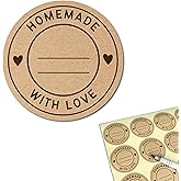 300 Pieces, 2" - Homemade with Love Stickers, Canning Labels for Jars to Write On