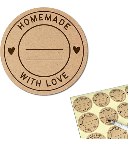 1000PCS Hand Made With Love Stickers,1 Inch Small Round Brown...