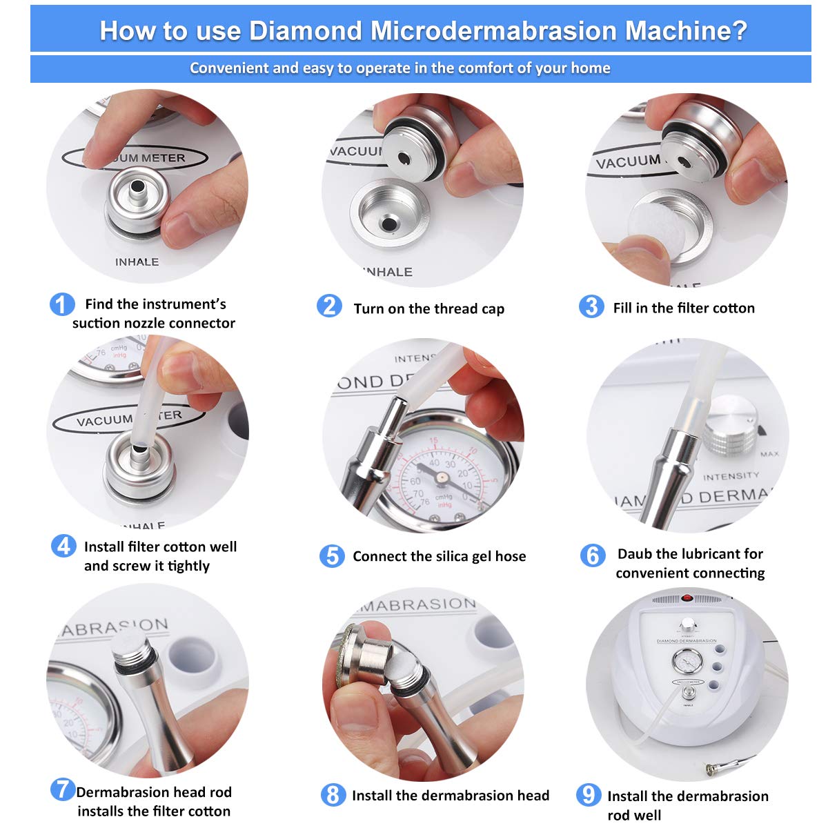 Diamond Microdermabrasion Machine, MYSWEETY 65-68cmHg Suction Power Professional Diamond Equipment for Home Use Skin Peeling Skin Lift Tighten Beauty Machine : Beauty
