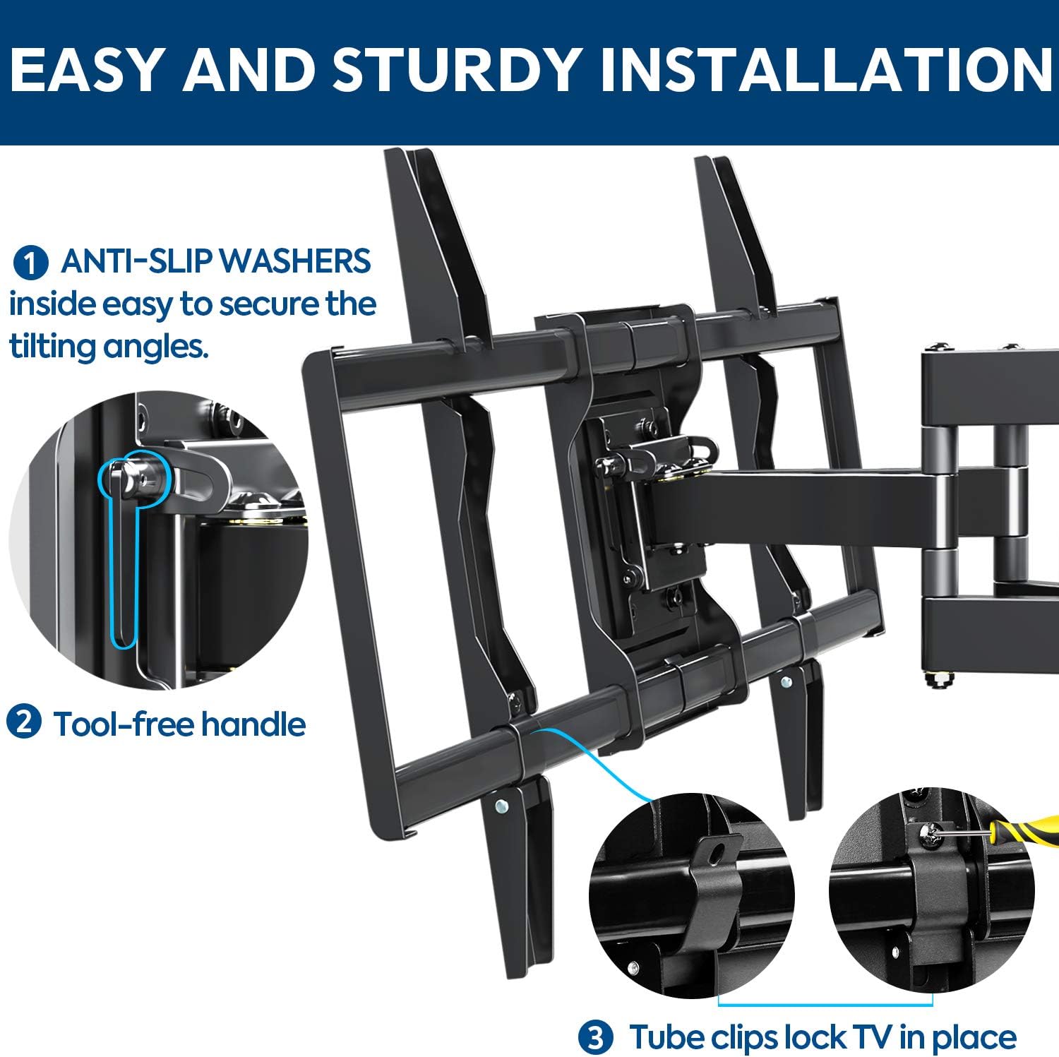 Mounting Dream TV Mount Bracket for 42-70 Inch Flat Screen TVs, Full Motion TV Wall Mounts with Swivel Articulating Dual Arms , Heavy Duty Design - Max VESA 600x400mm , 100 LBS Loading , MD2296: Electronics