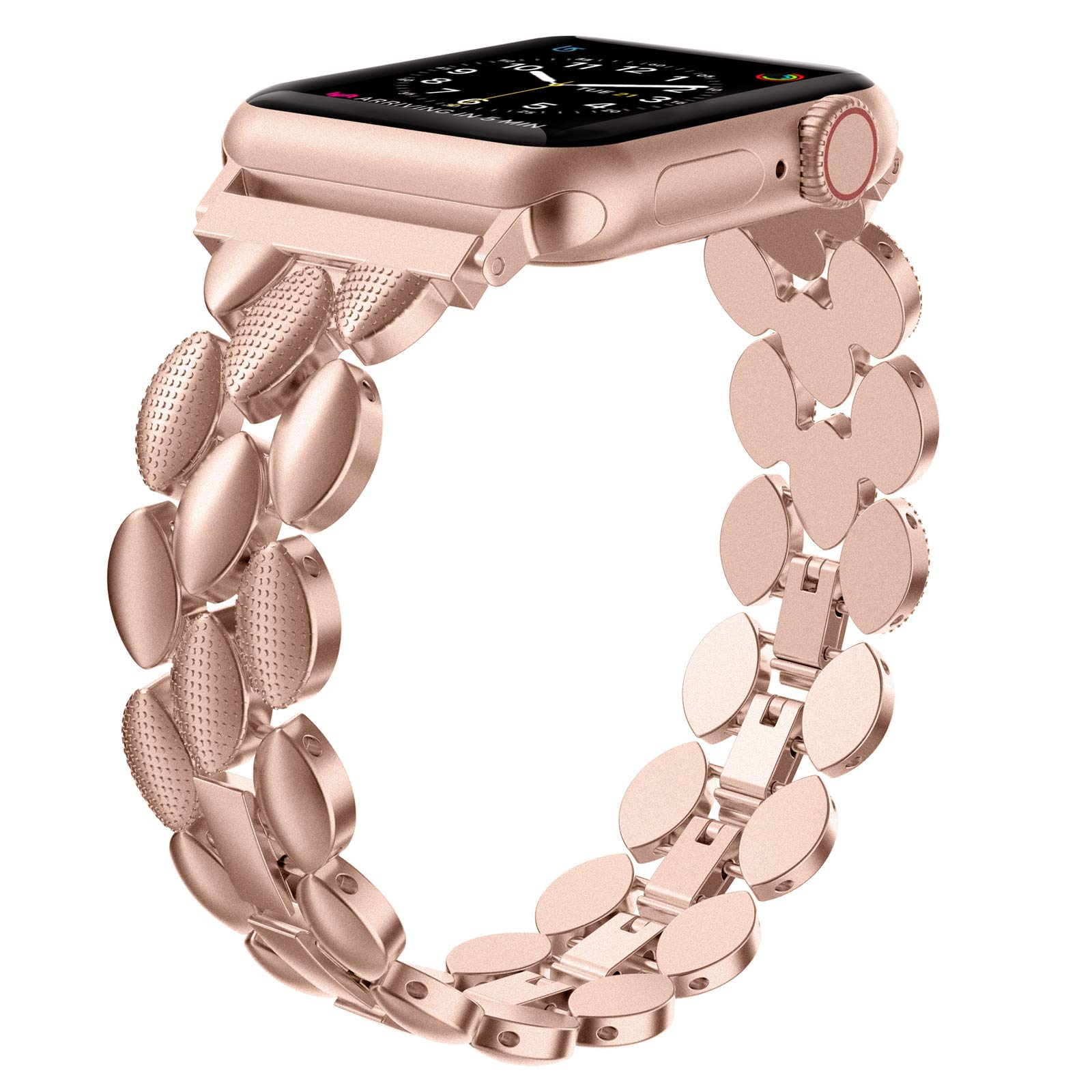 Moolia Elegant Metal Strap Compatible with Apple Watch Band 42mm 44mm 45mm 46mm 49mm Metal Fashion Women Replacement Strap Bracelet for iWatch Series 11/10/9/8/7/6/5/4/3/2/1/Ultra(1/2/3) Gold