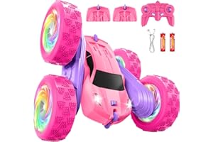 Remote Control Cars for Kids, RC Stunt Car Toy 2.4GHz Double Sided 360° Rotating, Upgraded USB-C Modular Batteries with LED L