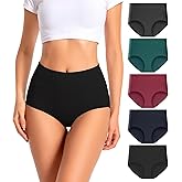 dmuveo Womens Cotton High Waisted Underwear Full Coverage Panties Ladies Briefs Multipack (Regular & Plus Size)