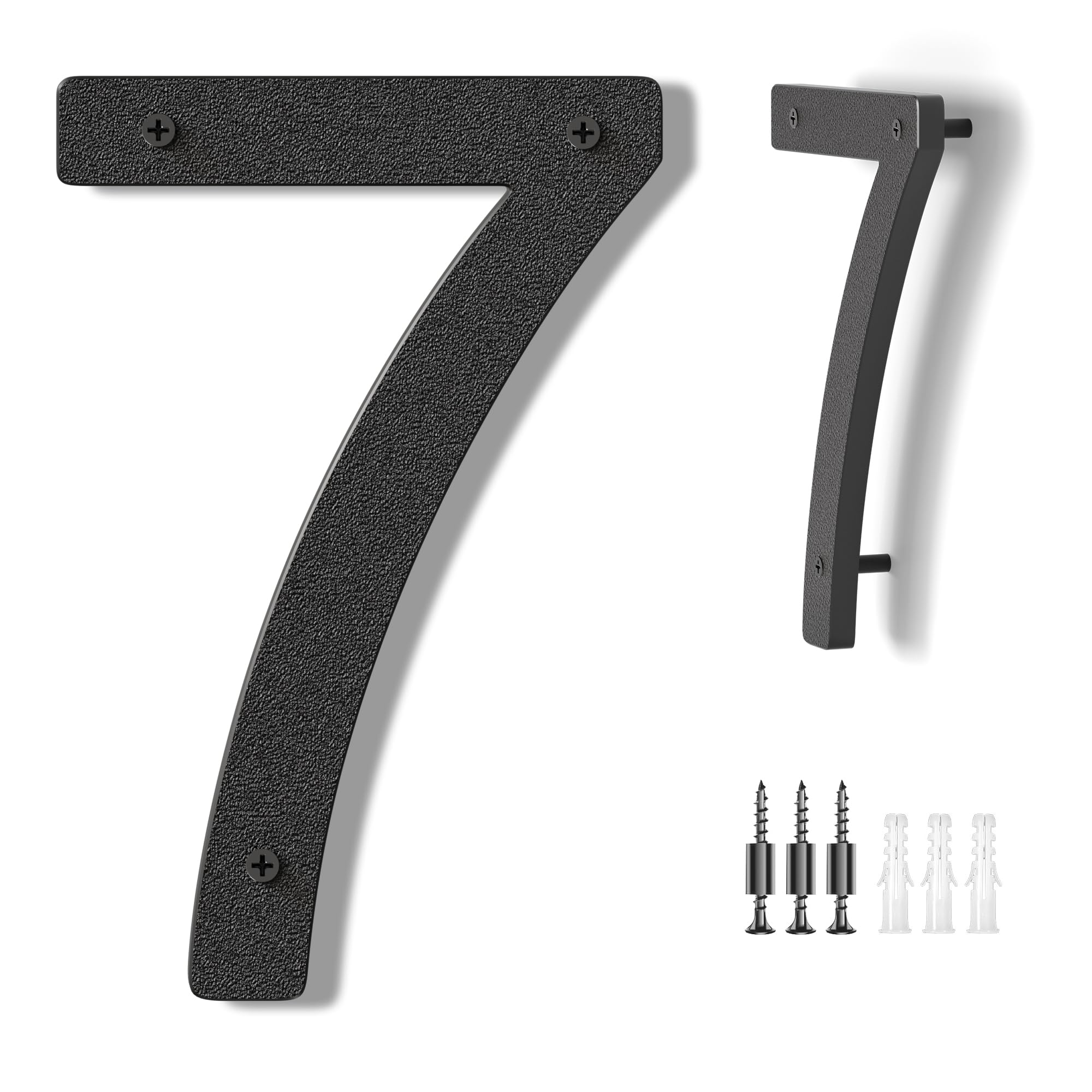 House Numbers Large Door Number 10 inch/25 cm - Modern House Numbers Black Plastic Exterior Front Door - Address Numbers 7