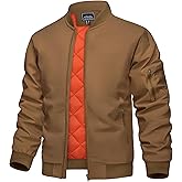 KEFITEVD Bomber Jacket Men Winter Coats Full Zip Windbreaker Mens Jackets Casual Work Coats