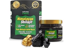 Wellness Nest Gold Grade Pure Himalayan Shilajit Resin: Ultimate Potency for Men & Women - 24k Gold, 75%+ Fulvic Acid, Lab Test Report Included - 30g (1 Pack), 75 Servings
