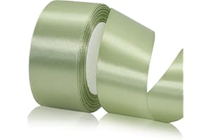 LIFETASTIC Sage Green Ribbon 1 1/2 inch x 25 Yards Light Green Satin for Flower Bouquet Accessories, Dusty Sage Silk Ribbon for Wedding Invitations,Gift Wrapping, Holiday Decor