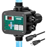 Smart Adjustable Pressure Switch for Well Pump with Dry-Run Protection | Automatic Water Pump Control, For Submersible, Shallow Well, Garden, Jet, Self-Priming Pumps, Power &amp; Pump Cables Included