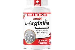 NUTRIDOM L-Arginine 1000 mg per Tablet – Nitric Oxide Precursor for Energy, Circulation, and Protein Metabolism – Non-GMO, Ve
