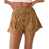 Cicy Bell Womens Summer Flowy Jean Shorts Button Up High Waisted Wide Leg Denim Skort with Pockets