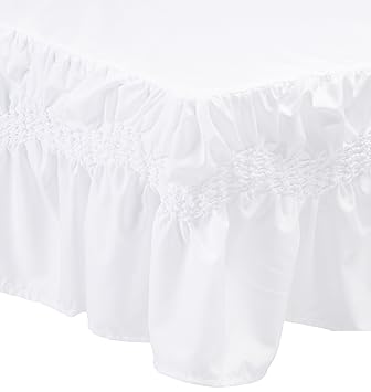 Elegant Comfort Luxury Puff Collection Bed Skirt a 14 inch Drop, King, White