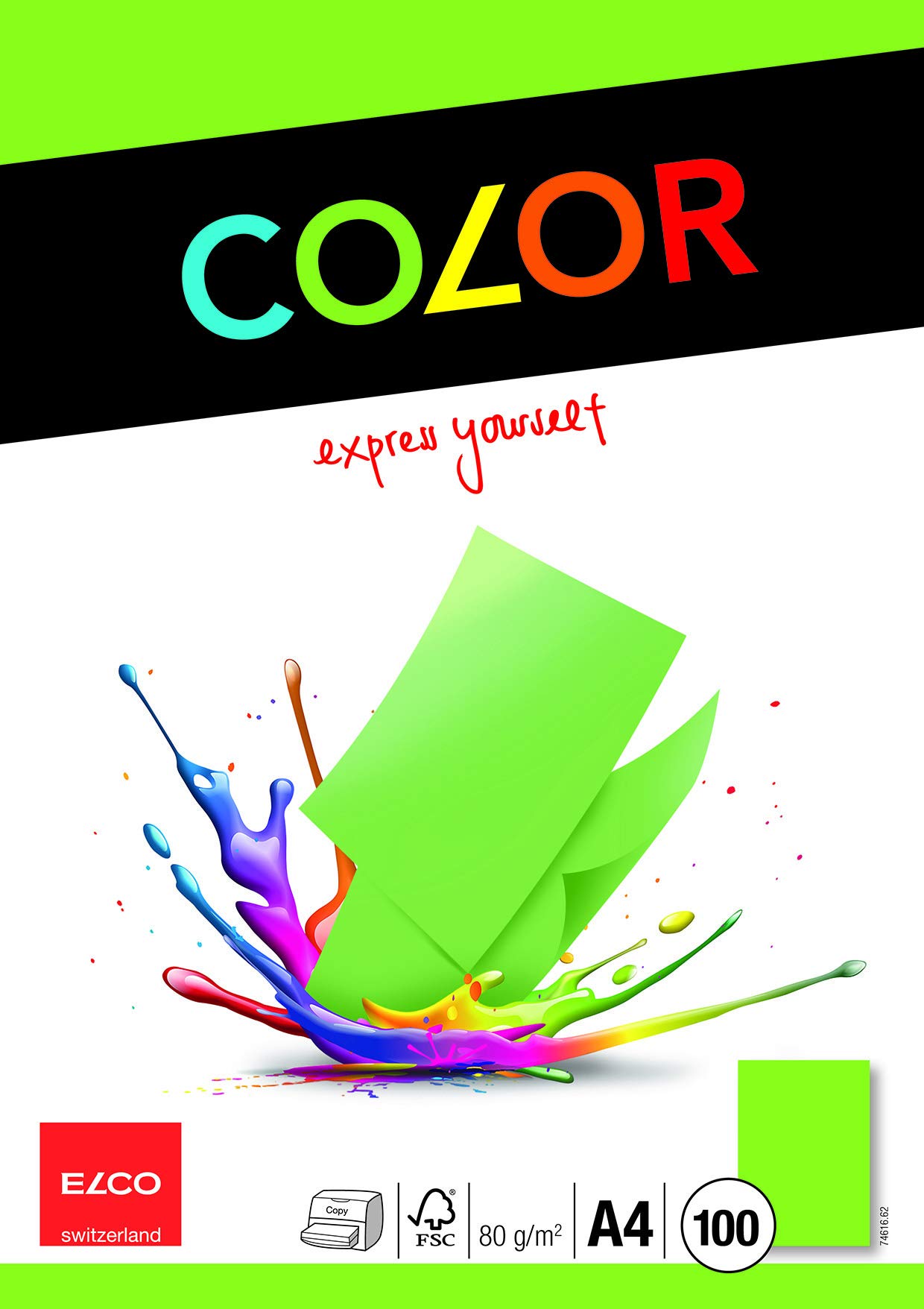 Elco 74616.62 A4"Color" Office Paper with 100 Sheets - Bright Green โ image 1