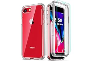 COOLQO Compatible for iPhone 8 /iPhone 7 /iPhone 6S/6 Case, with [2 x Tempered Glass Screen Protector] Clear 360 Full Body Coverage Hard PC+Soft Silicone TPU 3in1 Shockproof Phone Protective Cover