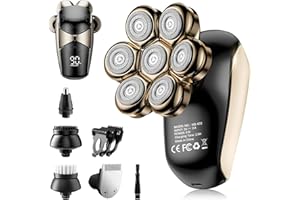 SHPAVVER Head Shavers for Bald Men: 5-in-1 Upgraded Electric Razor - IPX7 Waterproof Shaving Grooming Kit for Balder - Turbo Speed & Precision Blades (Deep Gold)