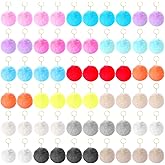 hidyuuoo 60 Pcs Colorful Pom Poms Keychains Fluffy Ball Bag Keychain Faux Fur Keyring Christmas Party Gifts Bulk Pink Backpack Charms Accessory for Women for Handbag Tote Bag Pendant Purse
