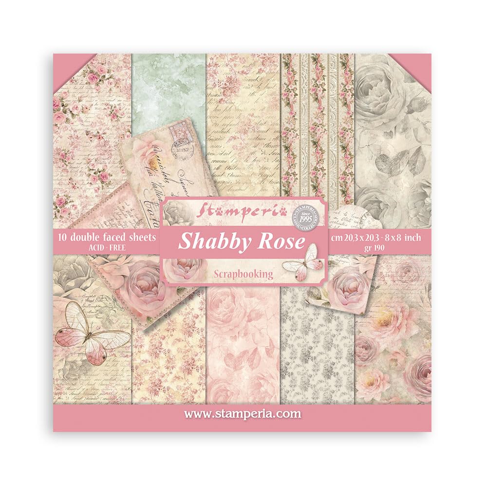 Stamperia Shabby Rose Decorative Paper, 0, 8" x 8" x 0.12"