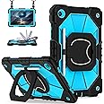 Scnioy for Galaxy Tab A9 Plus Case 11 Inch, Rugged Case for Samsung Galaxy A9+ Tablet Case with Screen Protector 360 Rotating Stand Shoulder Strap Pen Holder, 2023 Model(SM-X210/X216/218), Black Blue