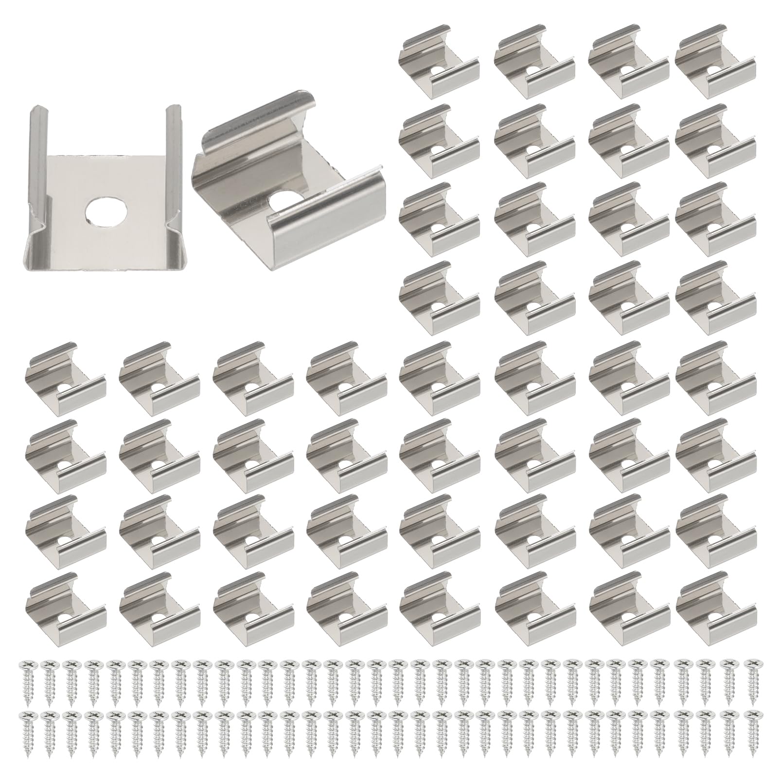 Photo 1 of PATIKIL LED Strip Clips, 30pcs Stainless Steel Mounting Brackets Fixing Clip Clamp Support Holder with Screws for 14mm to 15mm LED Strip Lighting Cable