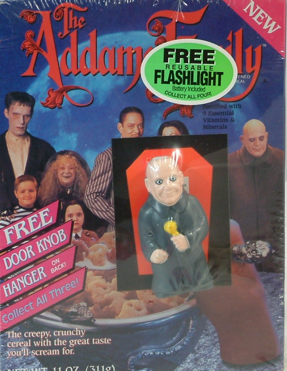 Addams Family Cereal Box with Free Flashlight Uncle Fester