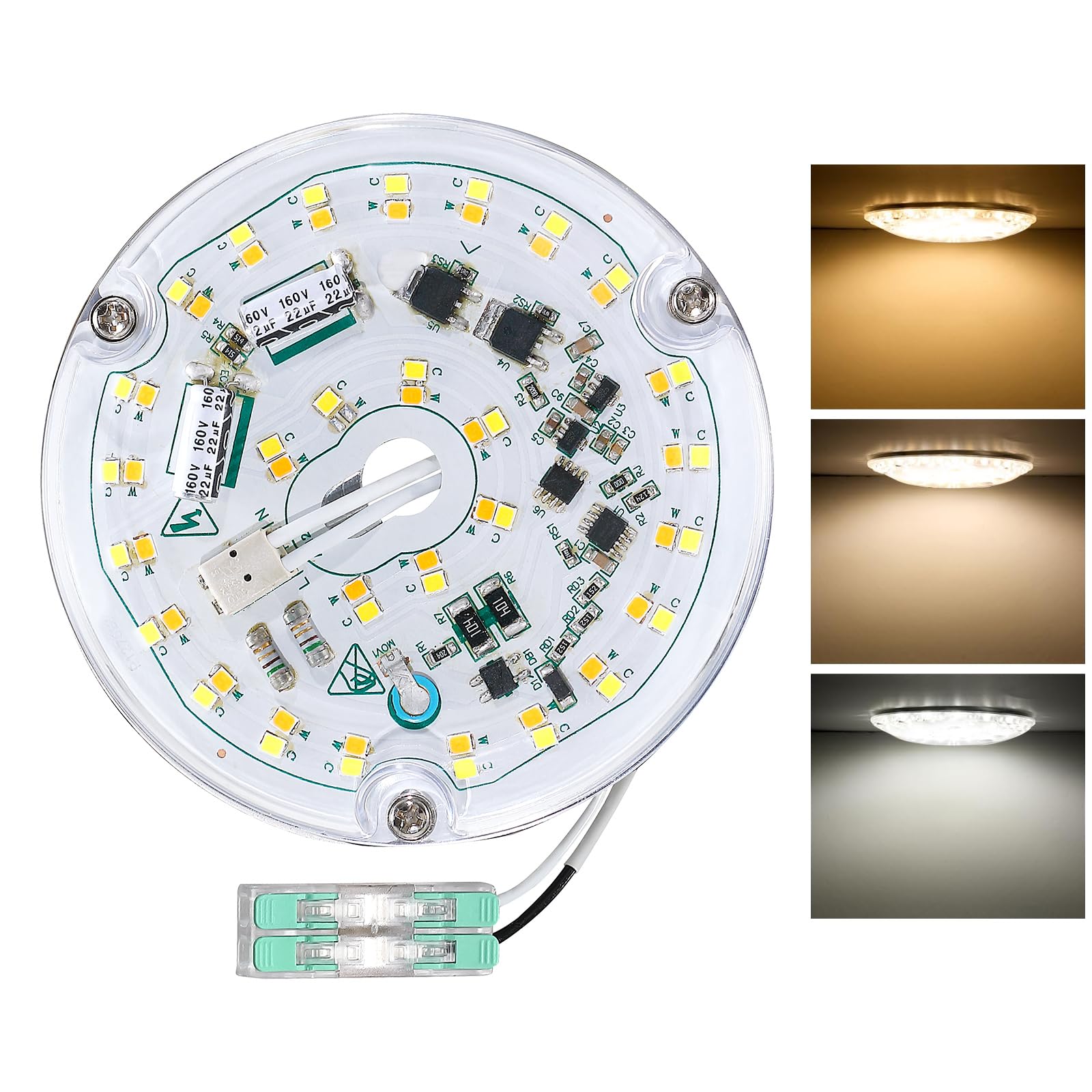 Photo 1 of 4 Inch Ceiling Fan LED Light Replacement, 18W 2100LM 3CCT 3000K 4500K 6000K, LED Ceiling Fan Light Kit, Round Light Engine Retrofit Kit, 120V, CRI90, Dimmable